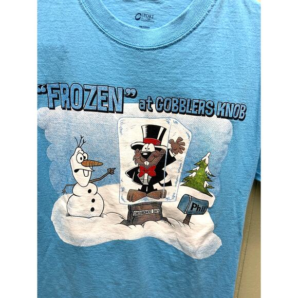 C Port and Company 100% Cotton Blue Frozen At Gobblers Knob T Shirt Size S - Picture 2 of 6